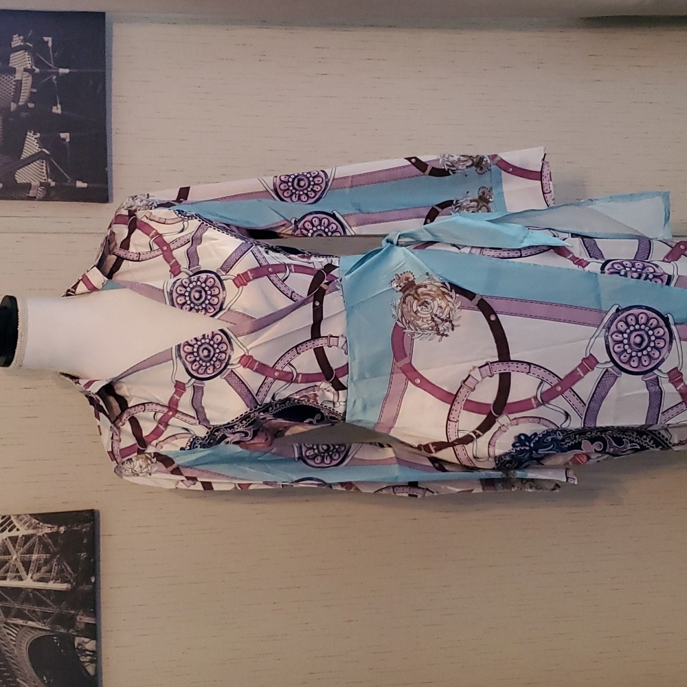 Baroque Print Wrap Dress - Picture 2 of 8